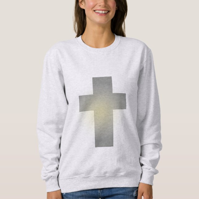 y2k Silver Minimalism Cross Sweatshirt (Front)