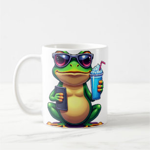 Y2K Tropical Frog Grumpy Flip Phone Slushie Vaporw Coffee Mug
