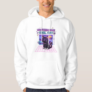Y2K Vaporwave Pixel Cool Cat Graphic Hoodie   Past