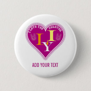 Y2K Vibrant Pink ILY Sign Language Heart Custom 2 Inch Round Button