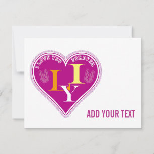Y2K Vibrant Pink ILY Sign Language Heart Custom Card
