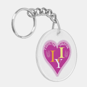 Y2K Vibrant Pink ILY Sign Language Heart Custom Keychain