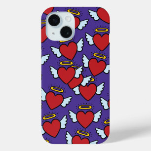 Y2K Winged Angel Hearts Seamless Pattern iPhone 15 Case