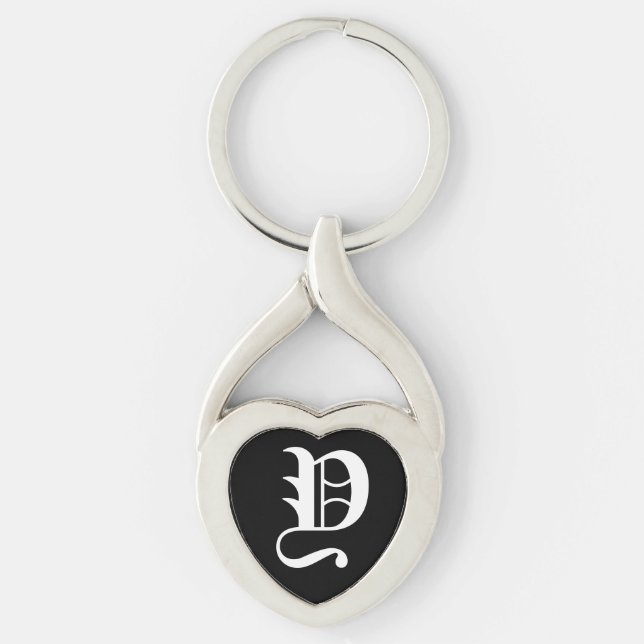 "Y" Black Heart Keychain (Front)