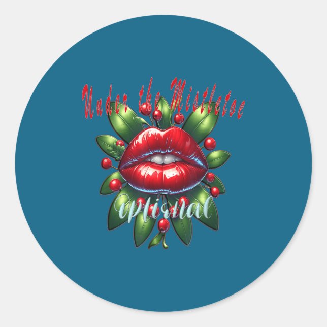 Y Christmas Mistletoe Lips - Naughty Holiday Tee W Classic Round Sticker (Front)
