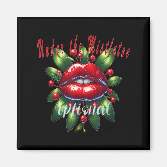 Y Christmas Mistletoe Lips - Naughty Holiday Tee W Magnet (Front)