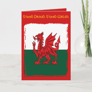 Y Ddraig Goch The Red Dragon Grunge Welsh Flag Card