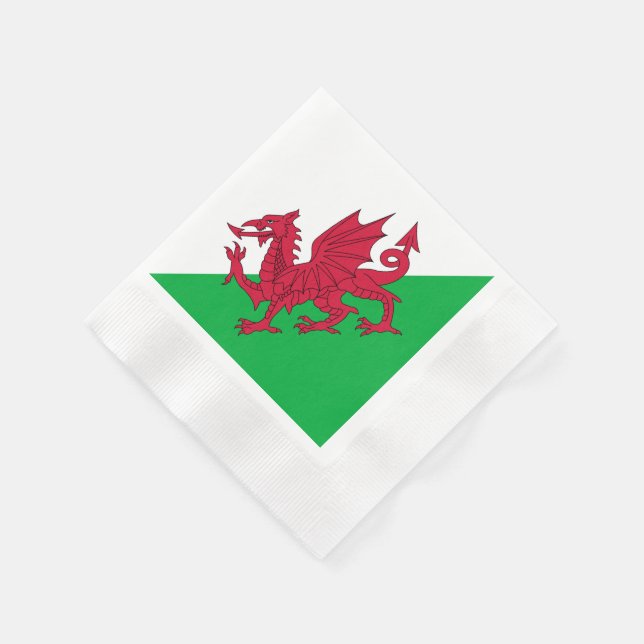 Y Ddraig Goch: Welsh Flag Coined Cocktail Napkins (Corner)