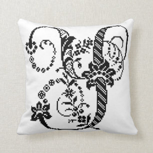 Y Decorative Pixel Monogram with Chevron Pillow