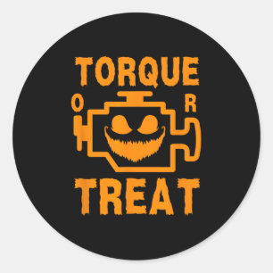 Y Engine Sign Pumpkin Face Torque Or Treat Hallowe Classic Round Sticker