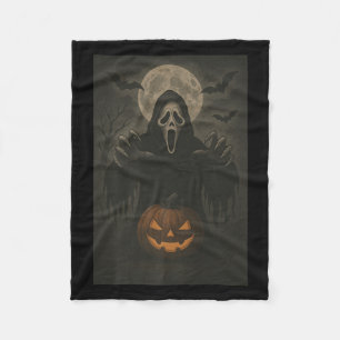 Y Face Ghost Mask Pumpkin Moon Soky Halloween Horr Fleece Blanket
