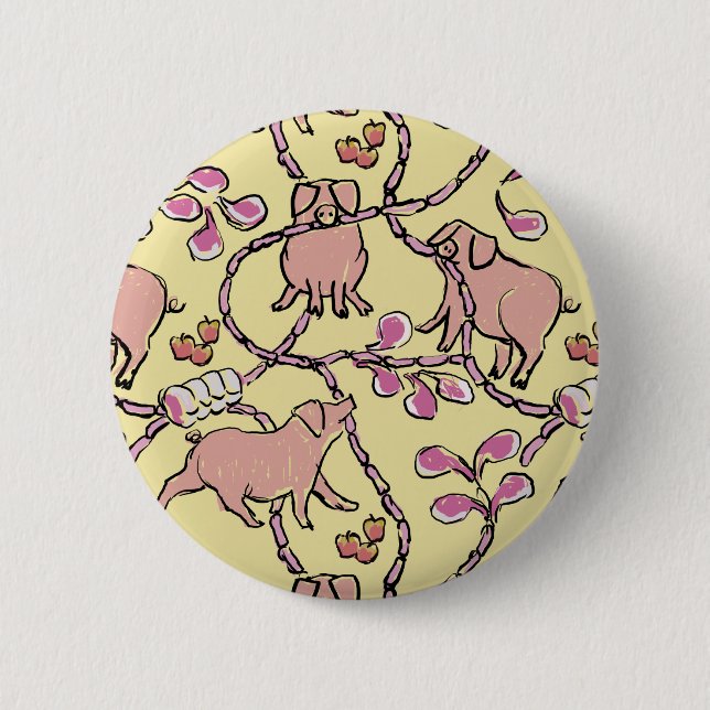 Y Hilarious pattern Chinese Vietnamese Pig Year B 2 Inch Round Button (Front)