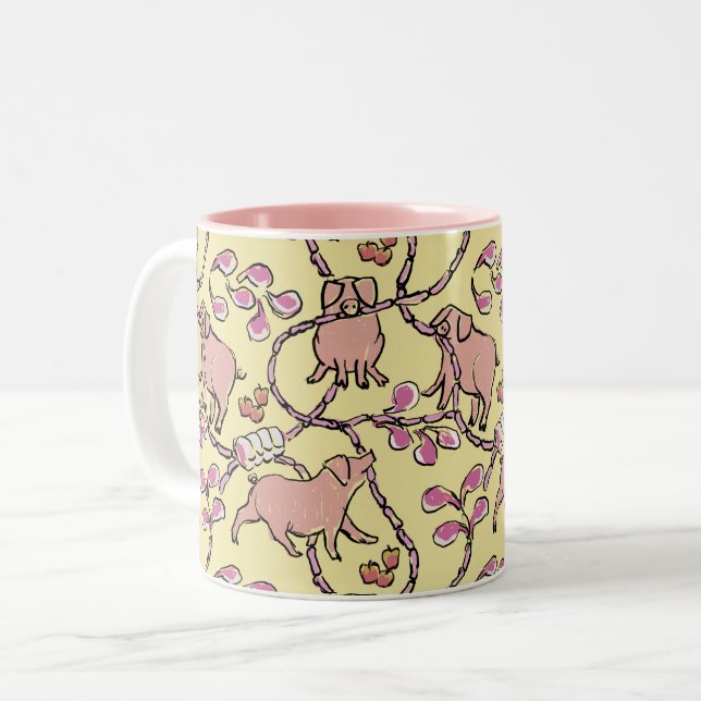 Y Hilarious pattern Chinese Vietnamese Pig Year M Two-Tone Coffee Mug (Front Left)