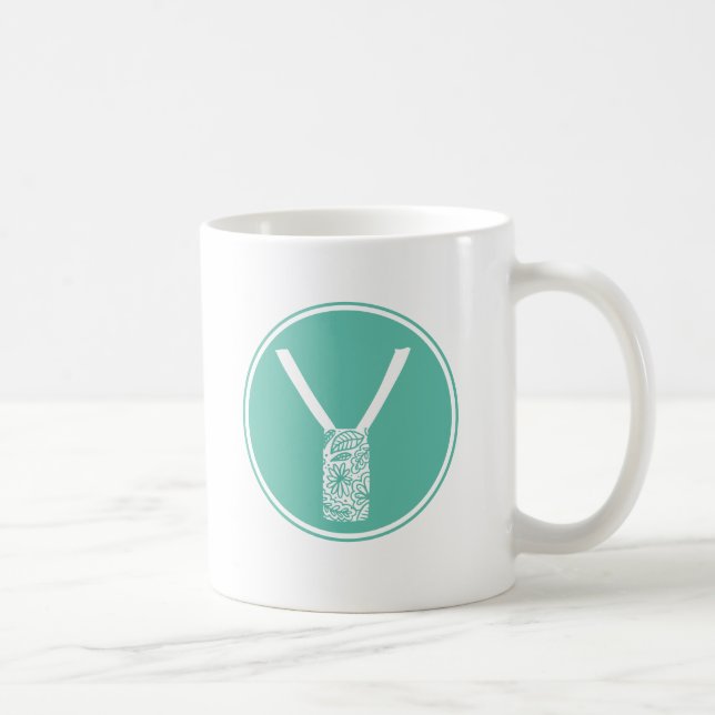 Y Initial Floral Monogram Coffee Mug (Right)