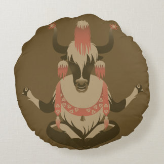 Y is for Tibet Yak Round Pillow