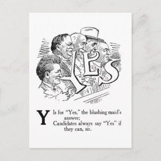 Y is for Yes! Cartoon Postcard
