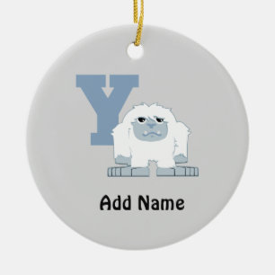 Y is for Yeti Cute Cartoon Yeti Monster Ceramic Ornament