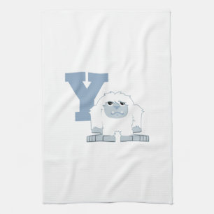 Y is for Yeti Cute Cartoon Yeti Monster Kitchen Towel
