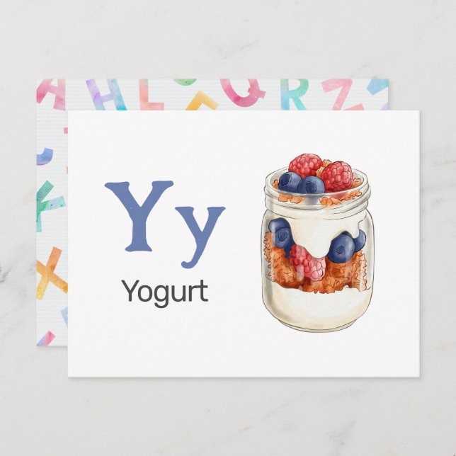 Y is for Yogurt - Alphabet Flash Card (Front/Back)