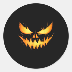 Y Jack O Lantern Carved Pumpkin Face Halloween Cos Classic Round Sticker