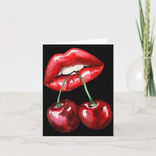Y Lips Cherry Trendy Vintage Retro Cherry Valentin Card