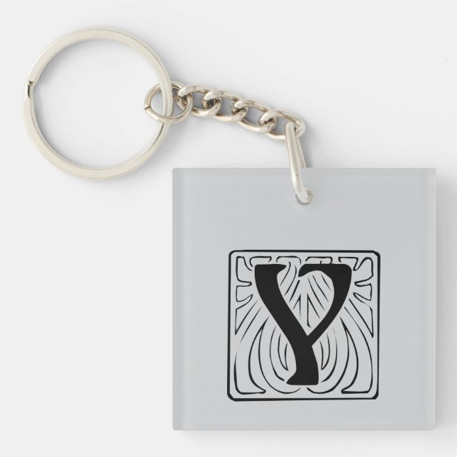 Y Monogram black Keychain (Front)