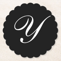 Y Monogram Initial White on Black
