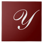 Y Monogram Initial White on Dark Red Tile<br><div class="desc">Classic White Letter Monogram on Maroon Background,  Y.</div>
