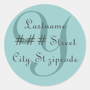 Y monogram return address label - personalize info
