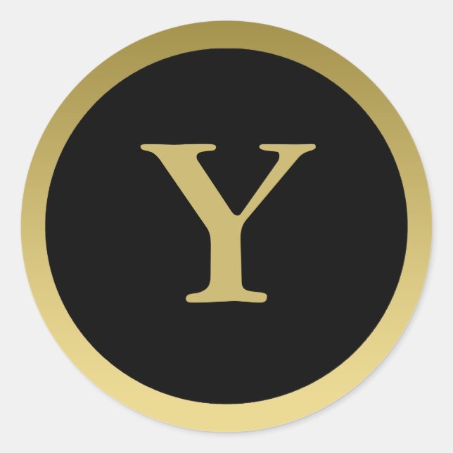Y :: Monogram Y Elegant Gold et Black Sticker (Devant)