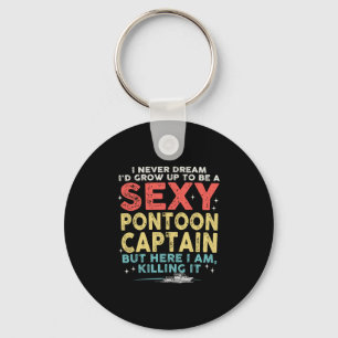 Y Pontoon Captain Boating Vacation Lake Life Boat Keychain