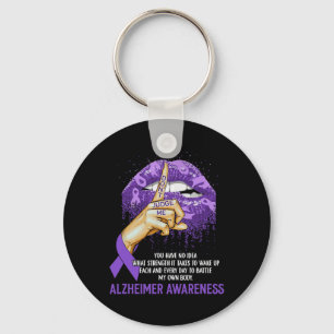 Y Purple Lips Heimerheimer Awareness Ribbon Don't Keychain