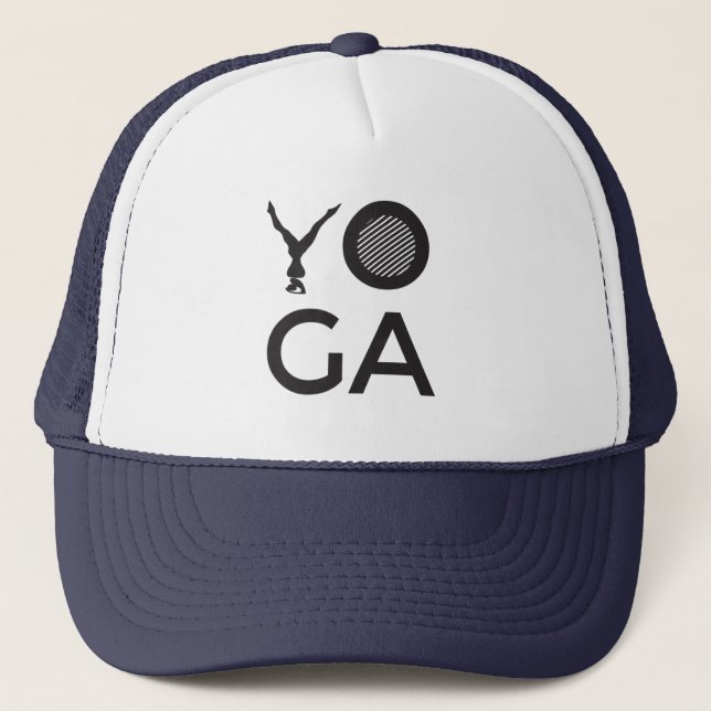 Y shape pose Yoga text  Trucker Hat (Front)