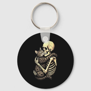 Y Skeleton Hugging Cat Halloween Lovers Human Pro Keychain