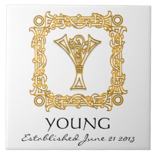 "Y" Surname Wedding Anniversary Day Monogram Tile