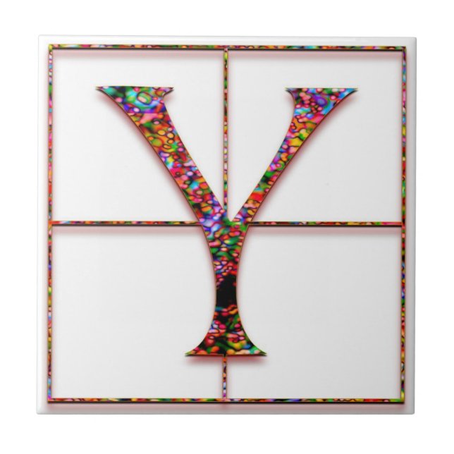 Y Trajanus Red Custom Monogram Tile (Front)