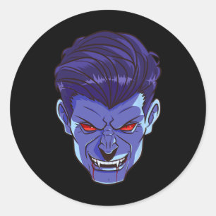 Y Vampire Halloween Monster Face Scary Fangs Costu Classic Round Sticker