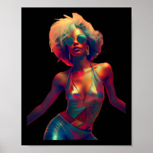 Y Woman Dance In Night Club 70s 80s Disco Retro Ar Poster