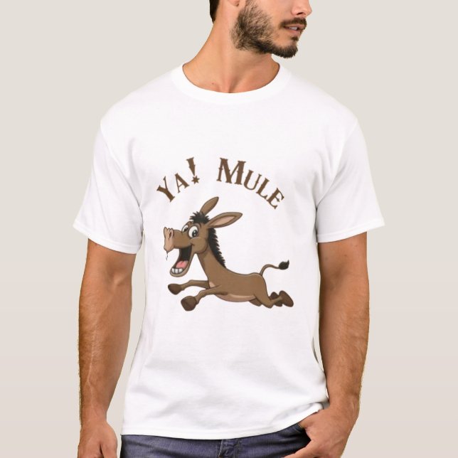 Ya! Mule running cartoon Tee  (Front)