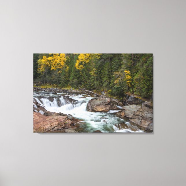 Yaak Falls In Autumn In The Kootenai National Canvas Print (Front)