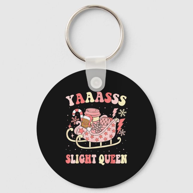 Yaas Sleigh Queen Sleigh Girl Matching Christmas P Keychain (Front)