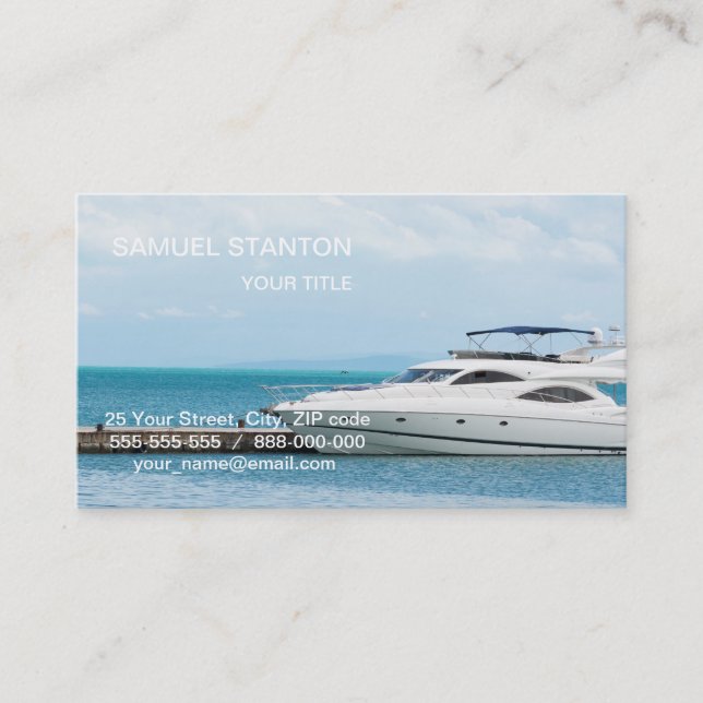 Yacht at mooring business card (Front)