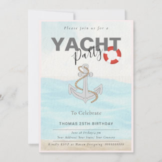 Yacht Boat Cruise Birthday Party Invitation