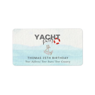 Yacht Boat Cruise Birthday Party Label