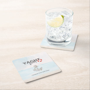 Yacht Boat Cruise Birthday Party  Square Paper Coaster