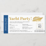 Yacht Boat Cruise Birthday Ticket Invitation<br><div class="desc">Personalize your own boarding pass ticket invitation for a dinner cruise or sunset booze cruise aboard a chartered boat or yacht with our easy to edit template shown in navy blue, gold, and white with a nautical stripe design on the back and simple traditional ticket-style fonts on the front. The...</div>