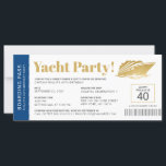 Yacht Boat Cruise Birthday Ticket Invitation<br><div class="desc">Personalize your own boarding pass ticket invitation for a dinner cruise or sunset booze cruise aboard a chartered boat or yacht with our easy to edit template shown in navy blue, gold, and white with a nautical stripe design on the back and simple traditional ticket-style fonts on the front. The...</div>