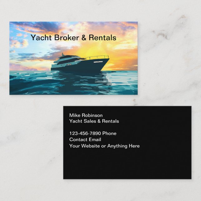 Yacht Broker And Boat Rentals Business Cards (Front/Back)