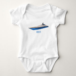 Yacht cartoon illustration  baby bodysuit
