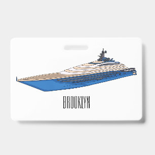 Yacht cartoon illustration badge